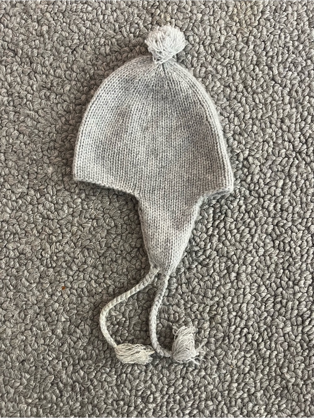 Bonpoint Light Gray Cashmere Hat with Pom Pom